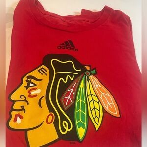 Adidas Go Tee Sz XL  Chicago Blackhawks Logo Graphic Short Sleeve T-Shirt